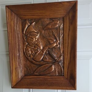 Vintage Pixie Pressed Copper. Framed.